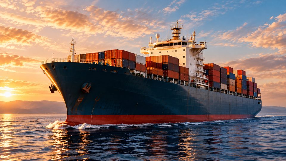 A container ship at sea