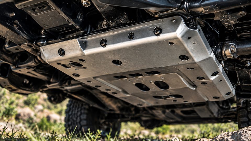 Protection: skid plate under the chassis