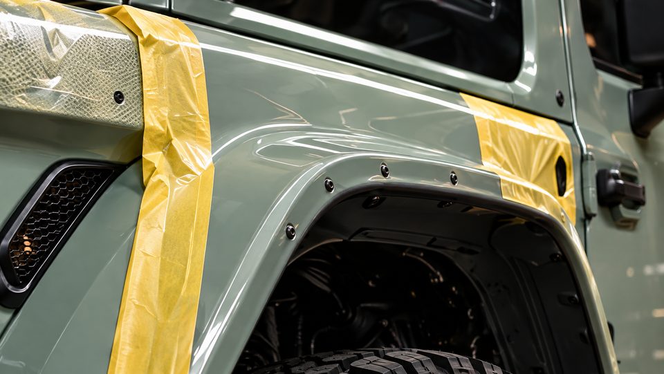 Preparation: bodywork masked for painting