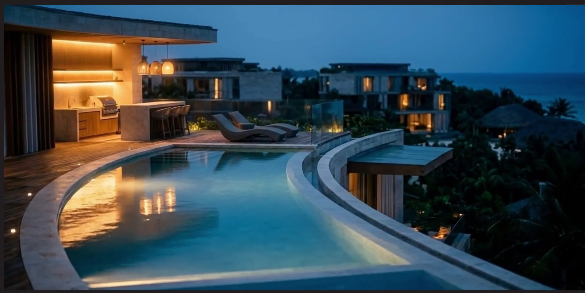 Rooftop con piscina y barra