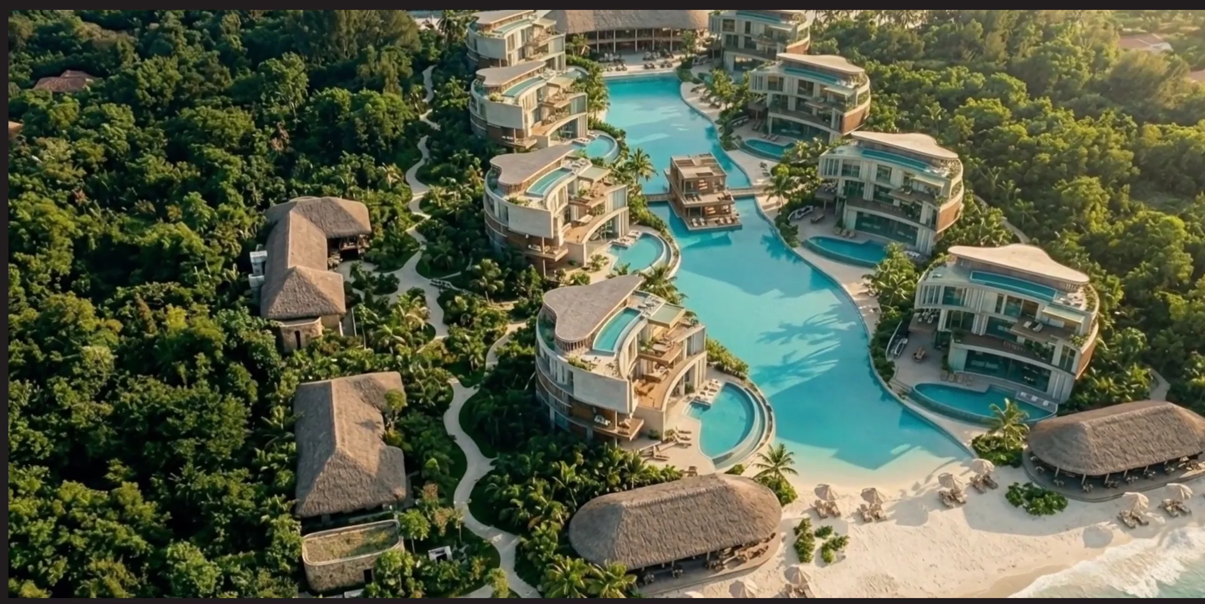 Villas, laguna y entorno tropical