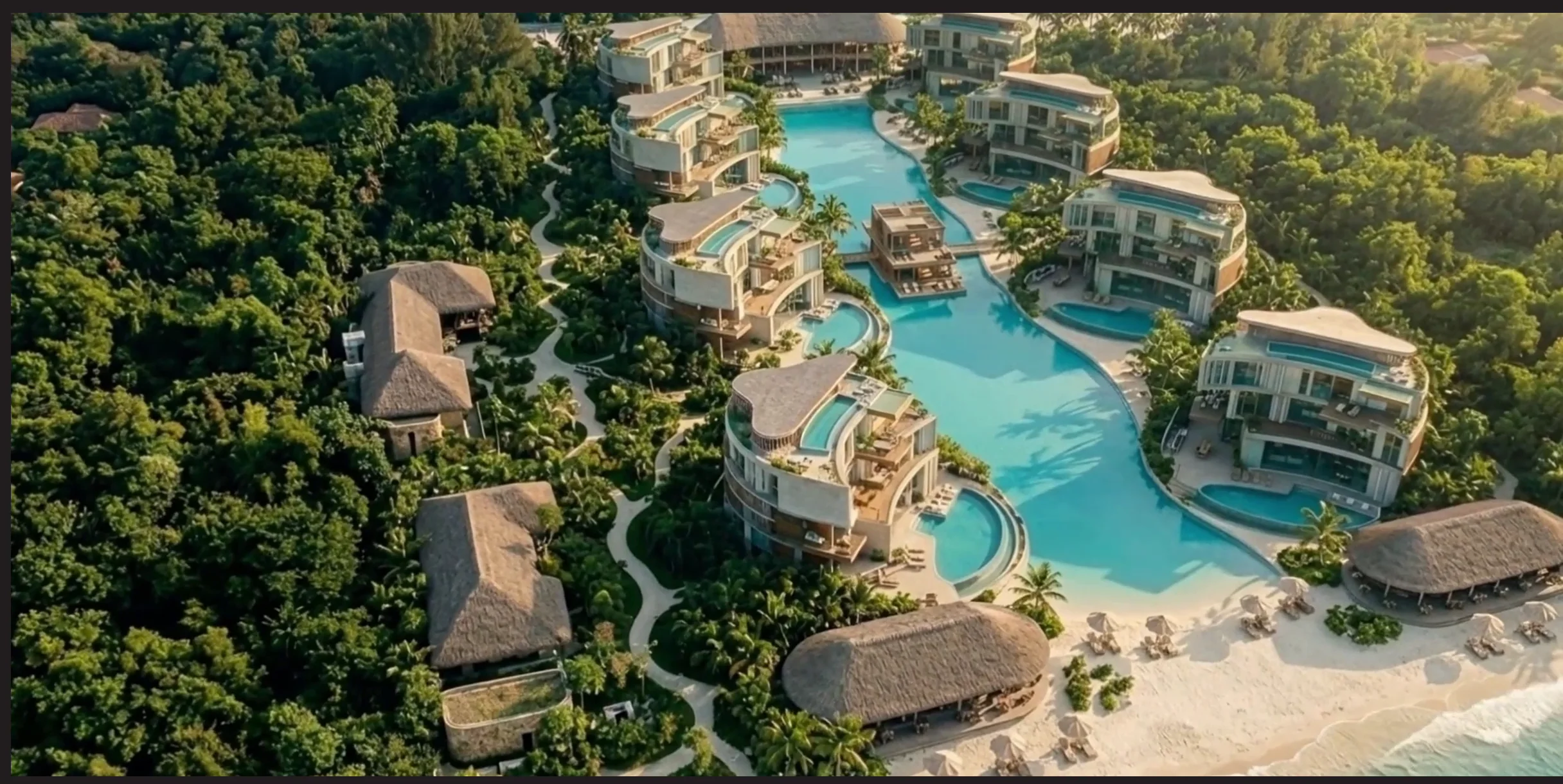 Paisaje y zona central del resort
