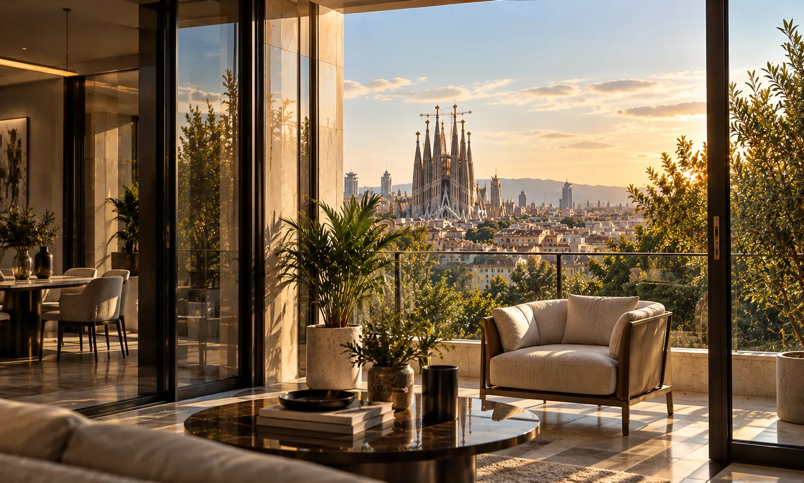 Terrace overlooking Barcelona and the Sagrada Família