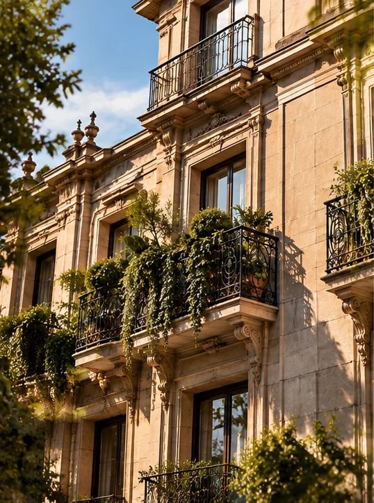Fachada de un edificio antiguo de Barcelona