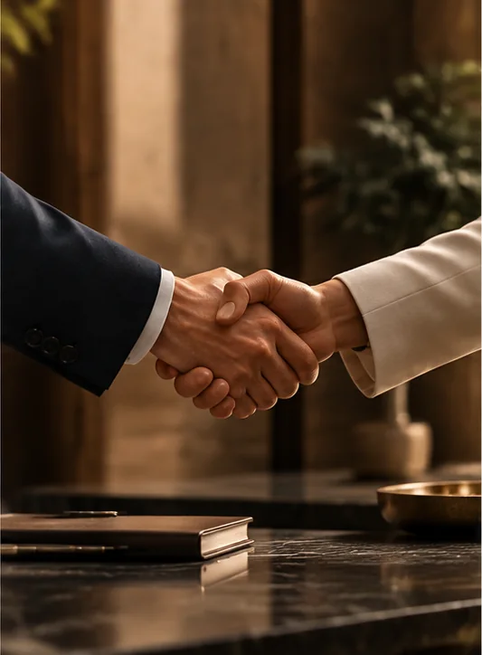 Dos personas dándose la mano