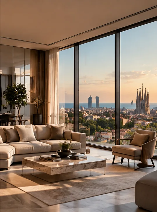 Salón reformado con vistas a la ciudad