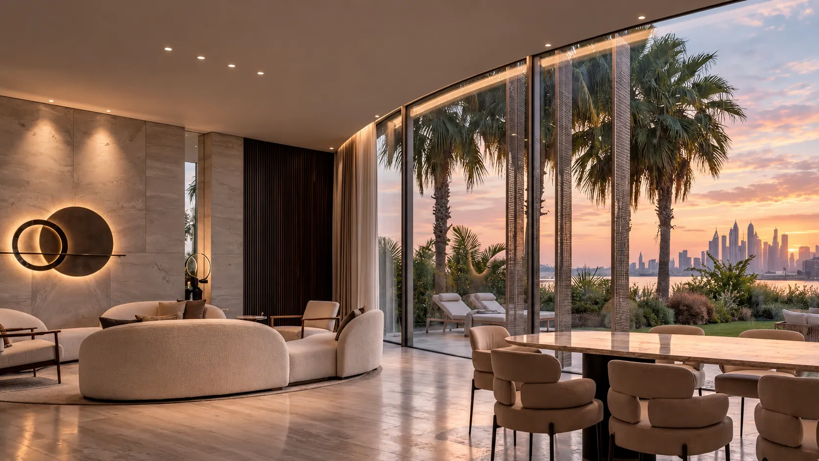 Salón al atardecer, Villa Emmar Dubái